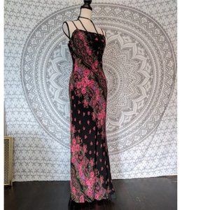 Vintage Betsey Johnson Black Floral Maxi Dress